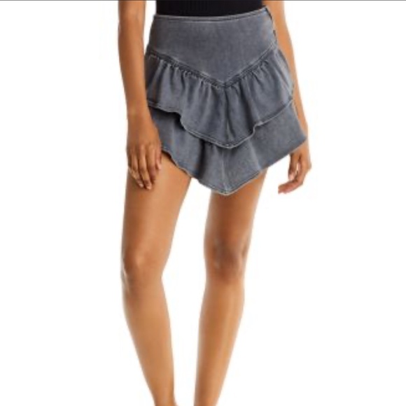 MOTHER Dresses & Skirts - Mother Digging Up Dirt The Ruffle Denim Mini Skirt